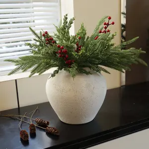 24pcs Christmas Tree Branches with Berries, Winter Holiday Decorations, Home Room Table Centerpiece DIY Crafts