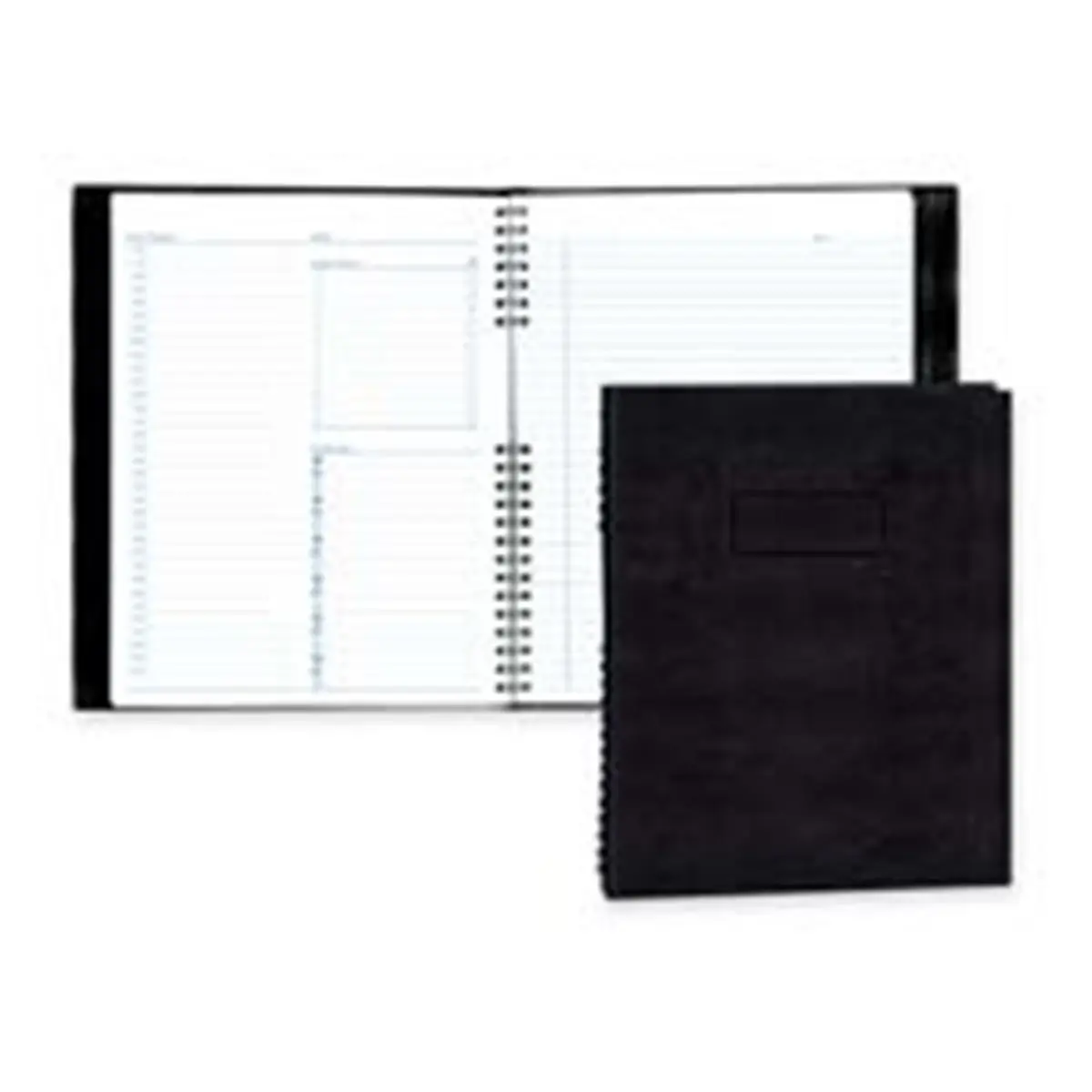 212 MAIN Hardcover Daily Planner-Notebook, Recycled Paper, 7AM-11:30PM Schedule, 11in x 8.50in Black, Twin Wire Binding, Check-Boxes, Task Tracking Tool