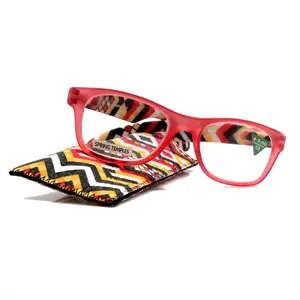 Monet, (Premium) Reading Glasses High End Readers +1..+3 Magnifying Translucent (Red) (Orange) Chevron Square Optical Frame. NY Fifth Avenue Unisex Lightweight