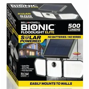 Bionic Floodlight Elite – 500-Lumen Solar Powered Outdoor Flood Light with Motion Sensor, Waterproof LED for Yard, Patio, Porch