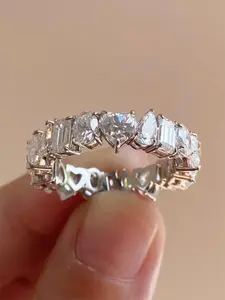 Elegant Artificial Zircon Heart Cluster Ring, Fashion Accessories for Women & Girls, Trendy All-match & Exquisite Jewelry for Birthday Gift