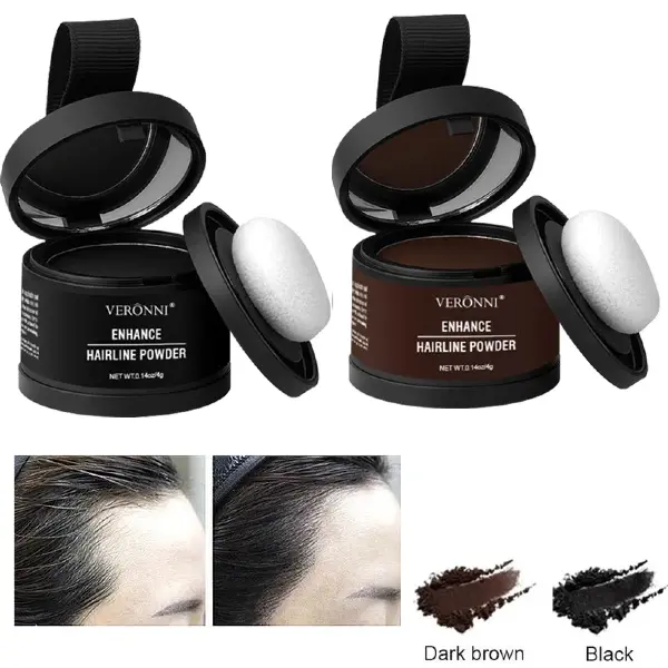 Hairline Powder, Root Touch Up Hair Coverage, Bald Spot Concealing Hair Powder for Women & Men - 48-Hour Stain-Proof Daily Herbal Hair Dye Color Highlight Mixed, Instantly Conceal Hair Loss for Haircare - Natural Root Cover Touch Up with Smooth Puff Touch