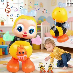 Dancing Bee Toy Cute with Music LED Lights Musical Light Up Walking Twisting Body Interactive Preschool Sensory Learning Toy for Toddler sabejita chiquitita de plim  decoracion dancing bee toy bee toys for babies toys baby toys kids toys