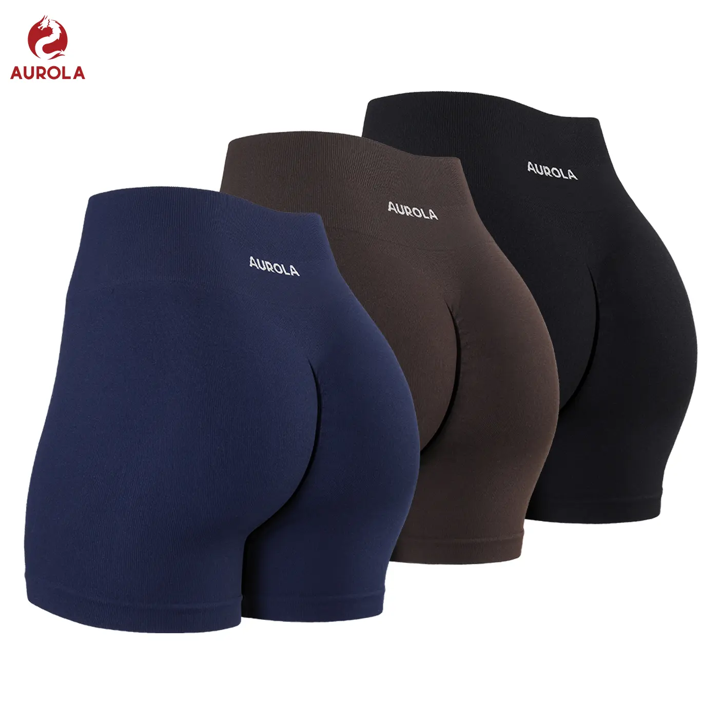 AUROLA 3 Pieces Pack Set Power Workout Shorts for Women,Seamless Gym Shorts High Waist Tummy Control Yoga Biker Shorts summerwins
