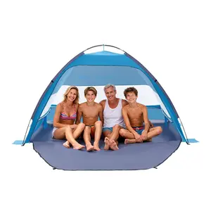 Beach Tent Sun Shelter For 4 People With UPF 50+ UV Protection, Portable Sun Shade Canopy With Carrying Bag, Sand Pockets, Lightweight, Easy Setup, Ideal For Camping, Fishing, Outdoor Activities, Picnic