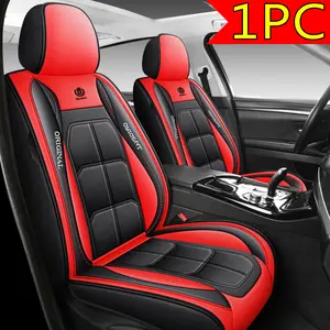 Universal Faux Leather Car Seat Cover Red & Black 1PC Original Design Durable Stylish PU Leather Universal Fit