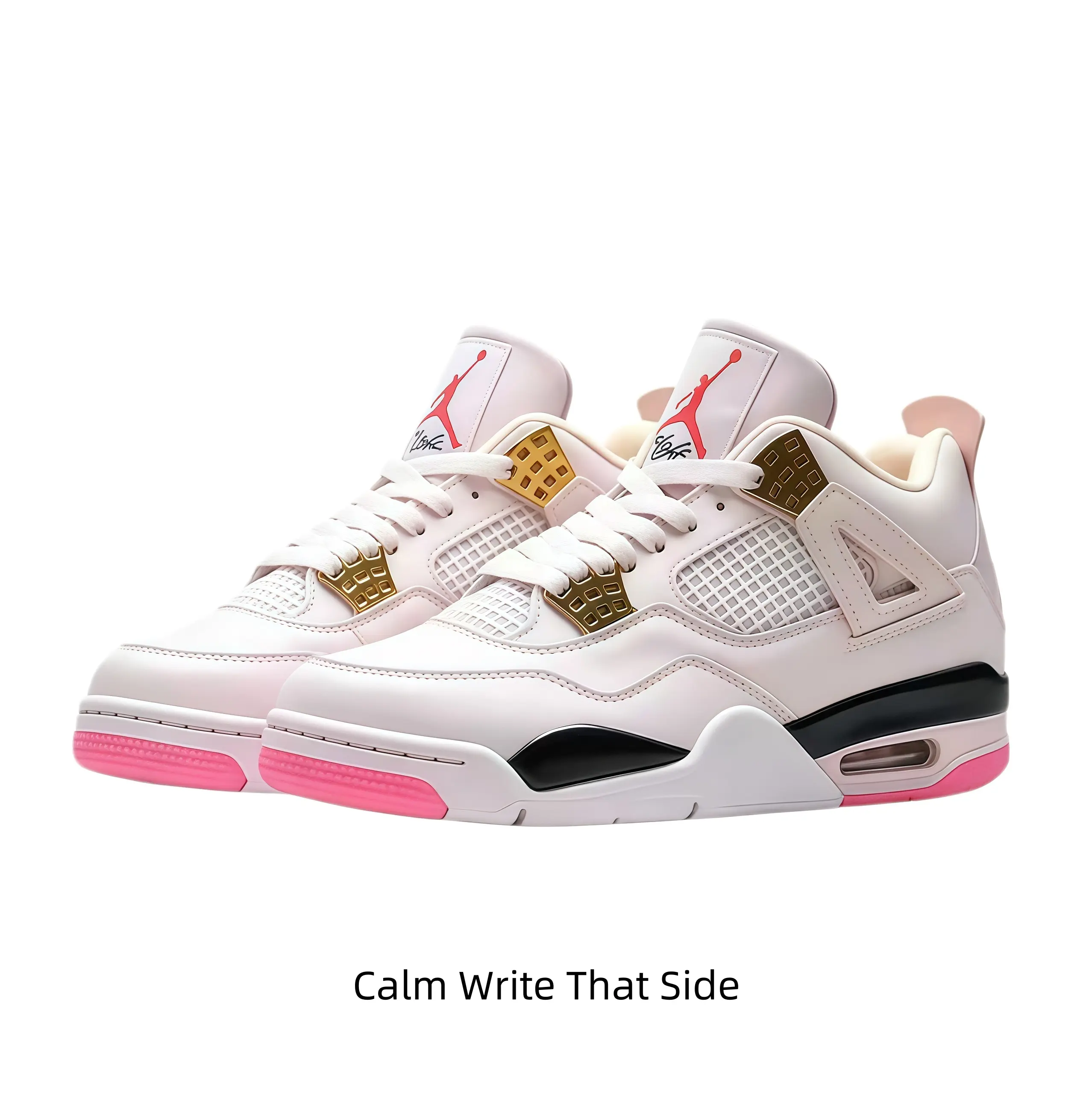 Light Cream Pink Mid Top Retro Basketball Sneakers for Women, Gold Metal Decor Mesh Panel Shoes with Pink Outsole, Cushioned Street Footwear for Daily OOTD and Dating