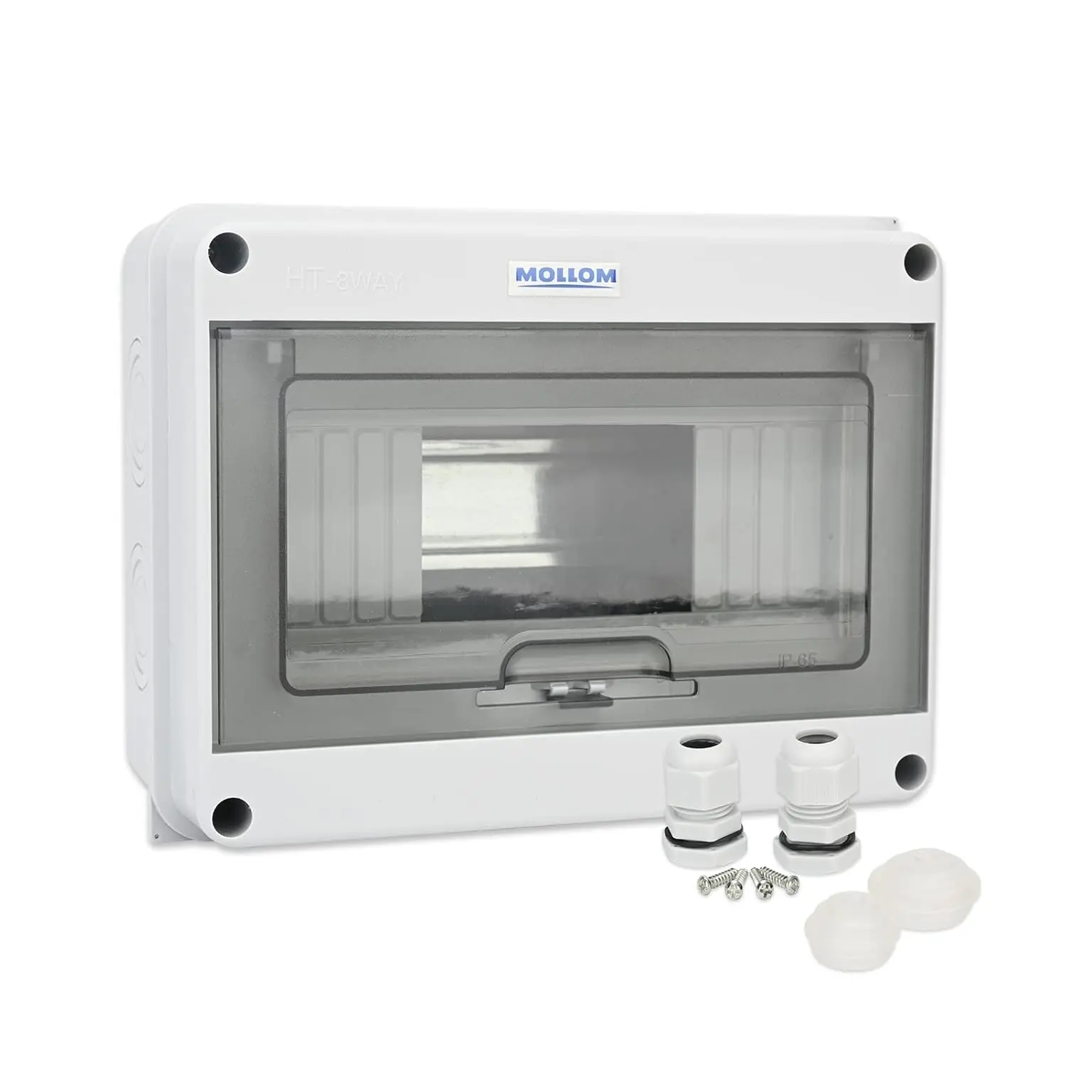 MOLLOM 8 Way Circuit Breaker MCB Distribution Protection Box with DIN Rail, IP65 Waterproof,for Indoor and Outdoor