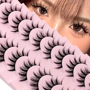 10 Pairs Deluxe C Curl False Eyelashes Volume Lashes Multi-Length Set for Manga & Cosplay, Natural to Bold Volumized False Eyelashes Fake Lashes for Stunning Look