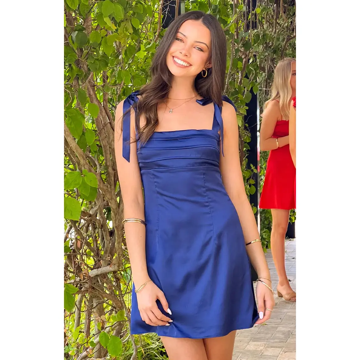 Akira Navy Tie Mini Dress