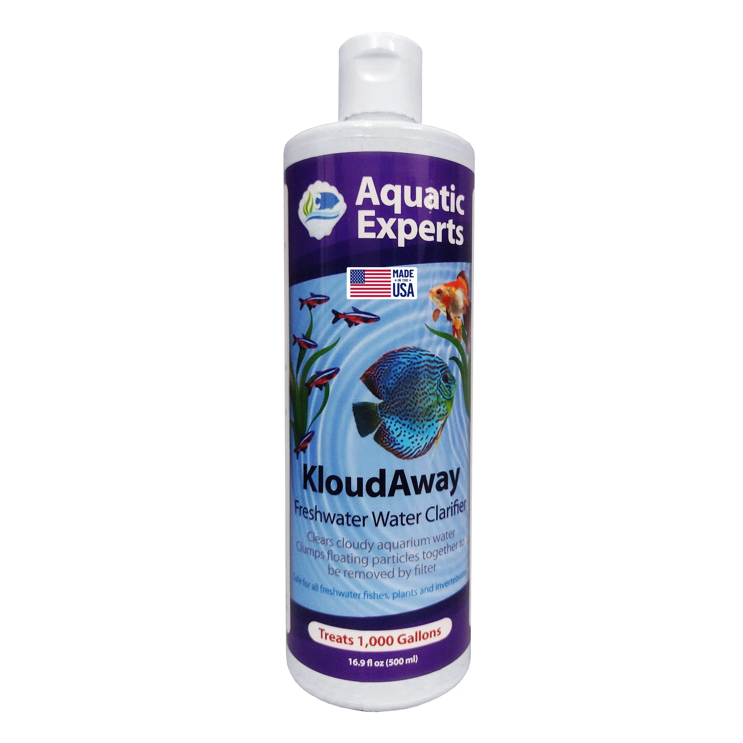 KloudAway Freshwater Aquarium Water Clarifier - 500ml Cloudy Water Treatment for Fish Tanks - Made in USA