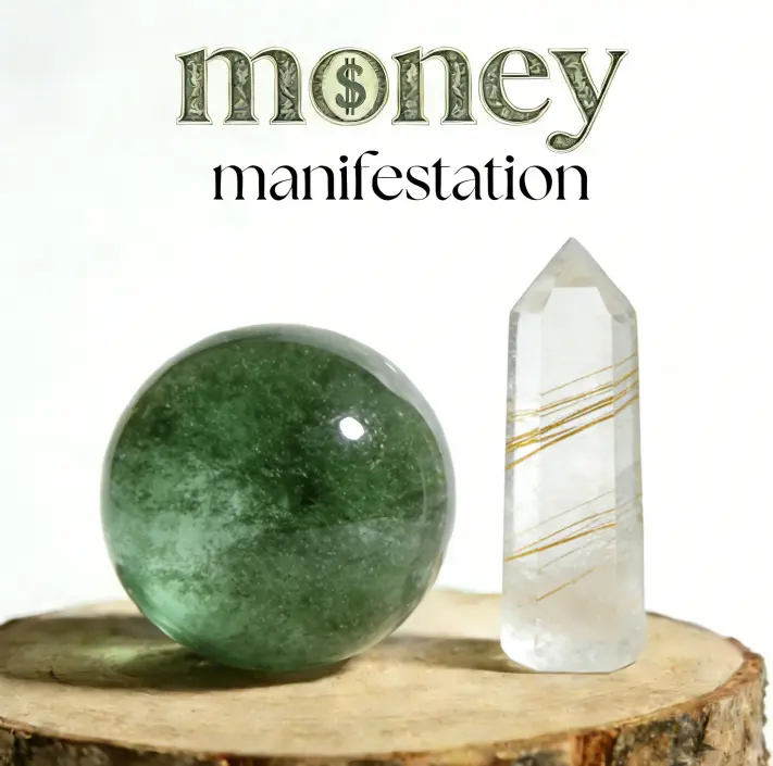 Abundance Chakra Energy Crystal Set - Garden Quartz Sphere, Rutilated Quartz Tower for Crystal Healing, Emotional Healing, Positive Life Transformation & Home Decor