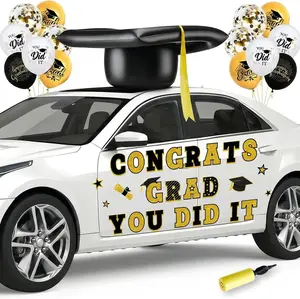Class of 2026 Graduation Car Decorations Kit Include Large Inflatable Grad Cap with Tassel Congrats Grad Magnets Happy Graduation Balloon for Cars Roof High School Collage Party Favors Grads Parade gisgfim