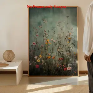 Wall Decorative Painting, Vintage Poster, Melancholic Plant Landscape Art Print, Unframed Art Print, Farmhouse Floral Canvas, Unique Creative Wall Aesthetic Decoration