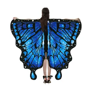 Butterfly Cape Costume Adult,Lightweight Polyester Wearable Blanket, Halloween Butterfly Wings Costume Women Colorful Festival Butterfl Wings Shawl Cape