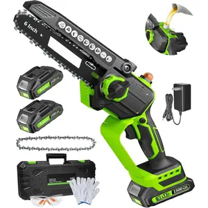Mini  Cordless, 6 Inch Electric  with 2 , Handheld   Chain  with Auto Oiler, Garden Tools  for   Tree , Holiday Gifts for Men, Dad, Husband