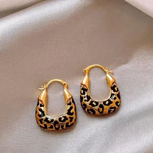 Y2K Vintage Geometric Leopard Print Statement Earrings, Retro Bold Elegant Women Fashion Jewelry for Daily Wear, Party and Casual Occasions