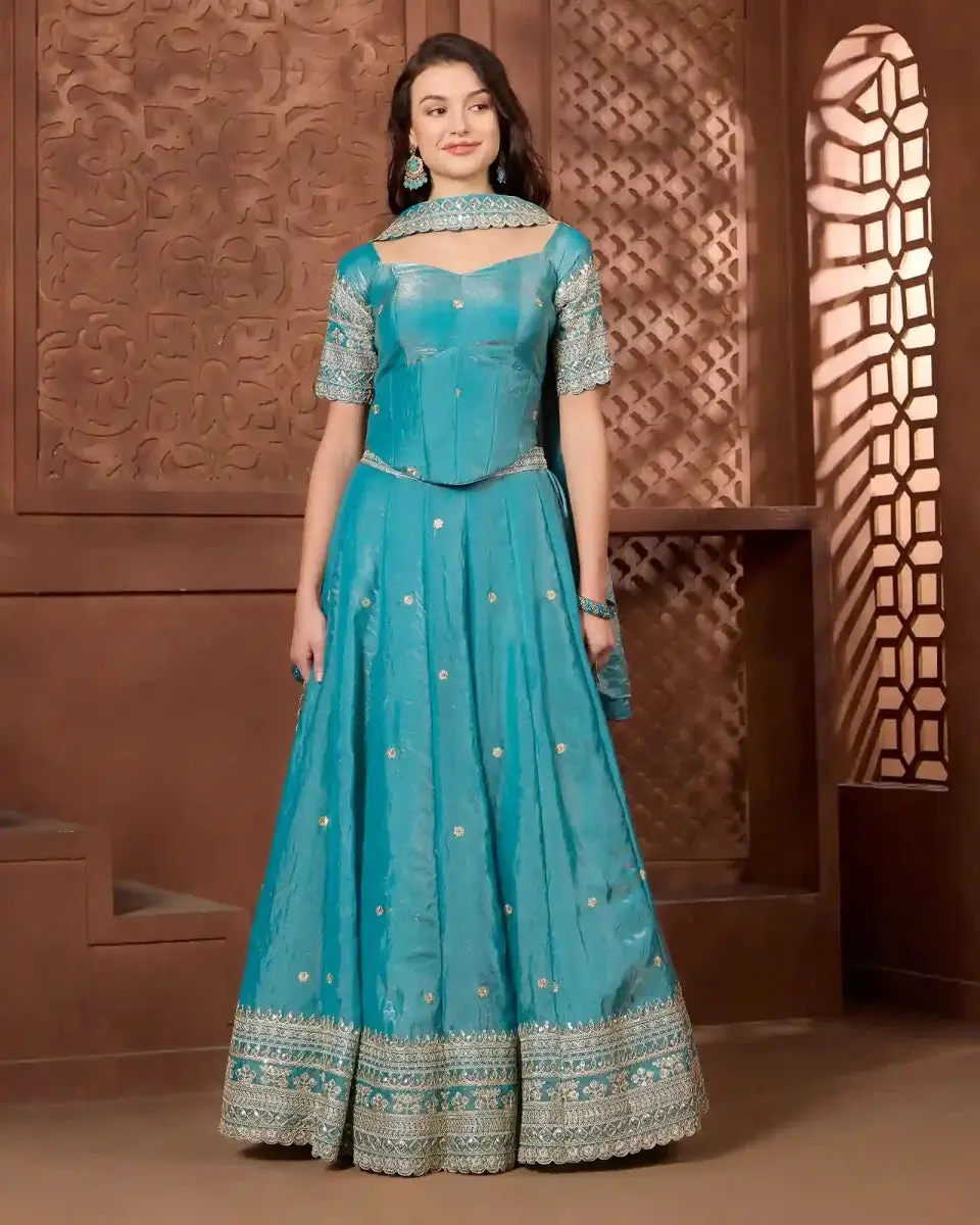Ziya Teal Lehenga Set for Wedding & Festive Occasion Wear