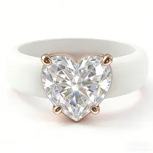 Women's Geometric Square Zirconia Silicone Band Ring - Open-Index Finger, Unique Fashionable marquise engagement ring accessories husband and wife gifts wedding ring set