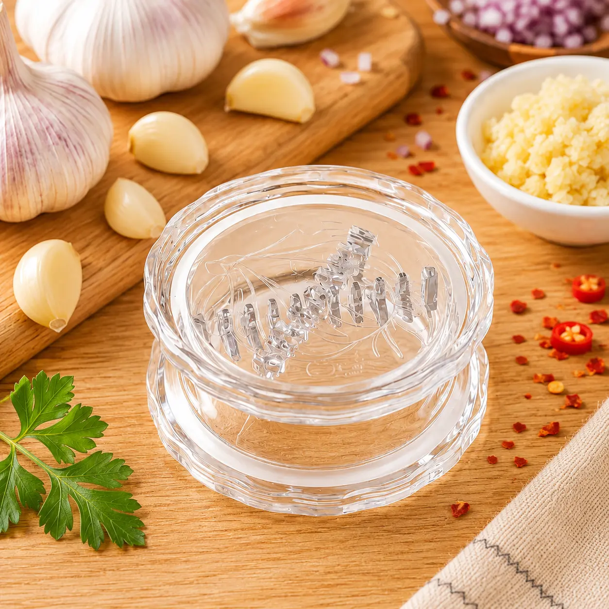 Garlic Crusher Non-Slip Chopper, Kitchen Utensils Gadgets Press Garlic Cutter, Cooking Tools, Cooking Accessories, Ideal for Cutting Garlic, Onions, Ginger, Fruits & Salads