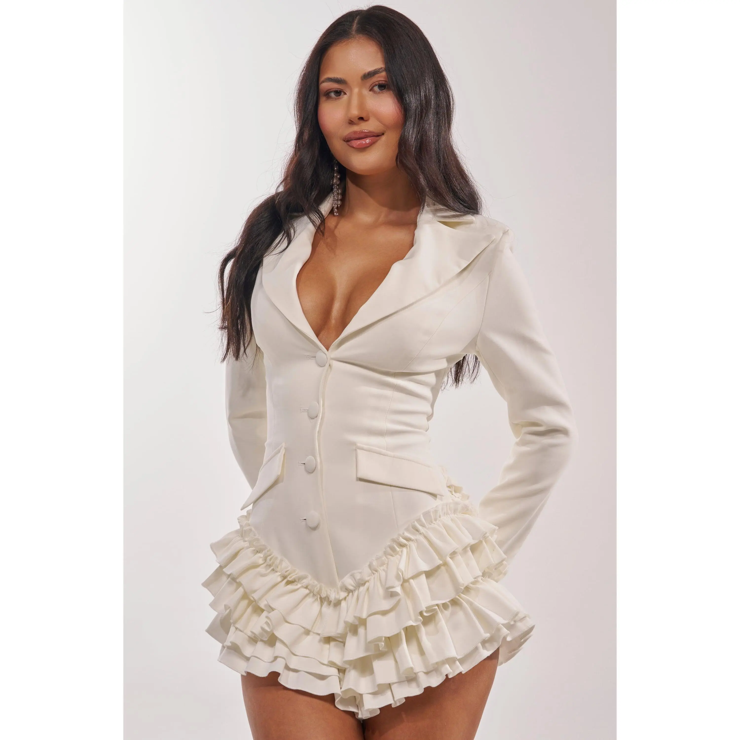 STRICTLY BUSINESS BLAZER ROMPER IN WHITE