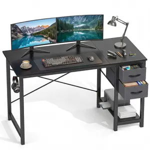 Sweetcrispy Computer Desk - Home Office Workstation Furniture with Storage Drawers, X-Shaped Reinforcement, Sturdy Metal Frame, Side Hook, Computer Desk Stand for Modern Study Use