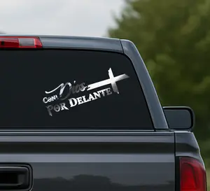 Con Dios Por Delante Cross Sticker 7" Inch – Christian Faith Decal, 20+ Colors, Waterproof Indoor/Outdoor Vinyl for Cars, Trucks, Laptops & Tumblers
