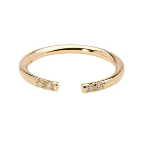 14k Open Cuff Stackable Diamond Ring - Open Cuff Ring