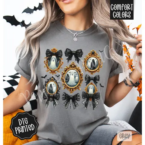 Coquette Halloween Frames Comfort Colors, Trendy Women's Fall Tshirt