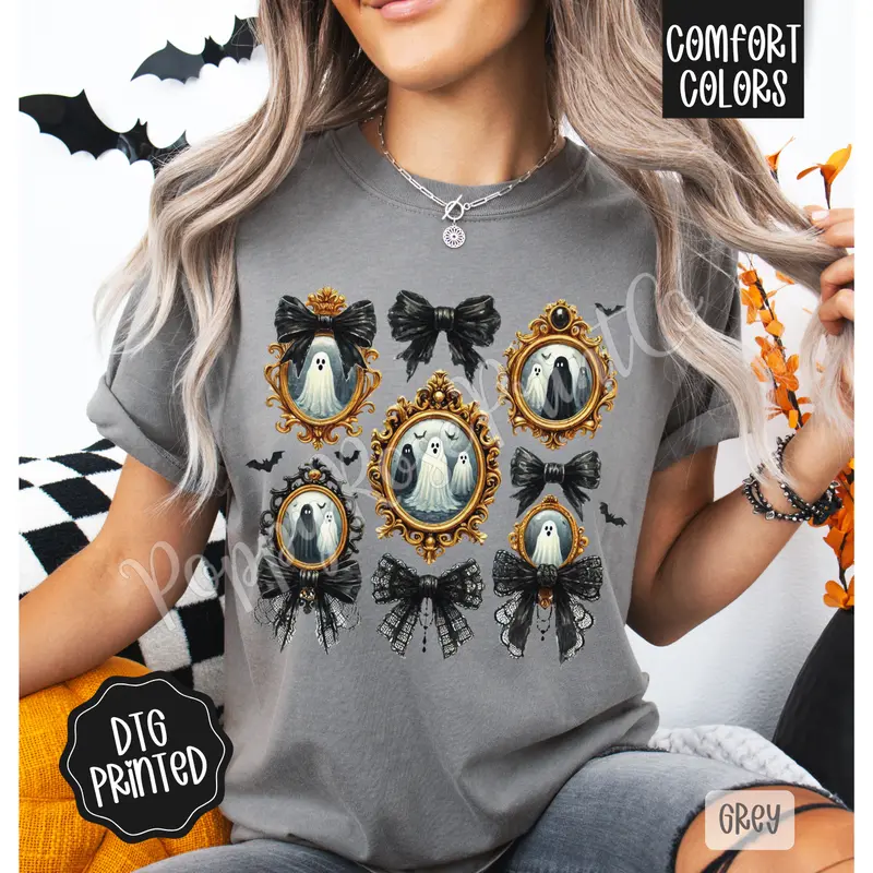 Coquette Halloween Frames Comfort Colors, Trendy Women's Fall Tshirt