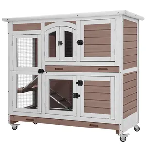 Aivituvin 2 Story Rabbit Hutch On Wheels (Inner Space 8.32 ft²)-AIR06-C