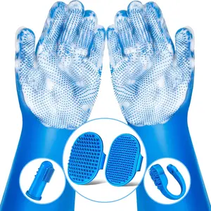 6PCS Pet Grooming Kit | Dog Washing Gloves | Dog Bath Brush | Dog Bath Gloves | Dog Shampoo Brush | Pet Grooming Gloves | Cat Bathing Supplies | Dog Bath Supplies (Navy Blue)