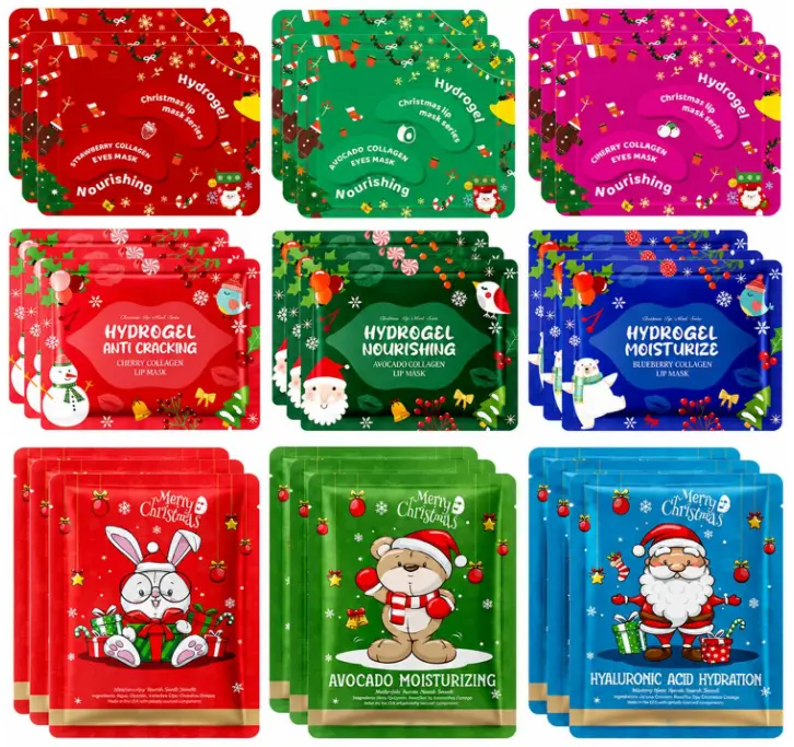 27 Pairs Lip Mask & Eye Mask & Christmas Face Mask, Christmas Stocking Stuffers, Stocking Stuffers for Women, Christmas Party Favors, Bulk Gifts for Women, Eye Masks for Dark Circles and Puffiness