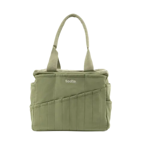 Soolla® Studio Bag, Ganja Green – 30-Pocket Canvas Organizer for Pottery, Art, Knitting & Crochet