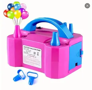 1 Semi-Automatic Electric Inflator, Portable, 600W, 110V-120V, 60HZ, Rose Red, ABS Material, Dual Hose, US Plug, Without Battery, for Home Use, Balloon Inflating Machine