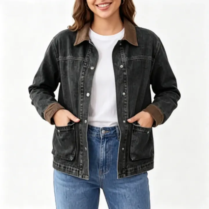 EMMIOL Oversized Jean Jacket Women, Deep Pocket Y2K Denim Fall Jackets Coat Vintage Trendy Relaxed Fit