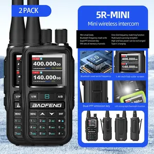 Baofeng UV-5R Mini Dual Band Radio - 5W 2-Way Handheld Portable Walkie Talkie Ham Radio w/999CH | Bluetooth & NOAA Weather | USB-C Charging | Emergency Kit for Camping, Hunting (2 Pack)
