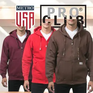 PRO CLUB Heavy Weight Zipper Sweater - Hoodie  Cotton Pocket Jacket - Relaxed Fit - Soft Fleece Fabric Casual Long Sleeve Sweatshirts