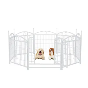 Dog Playpen Indoor 24 inch 8 Panels Metal Dog Pen Pet Dog Fence Outdoor Exercise Pen with Doors, Heavy Duty Dog Fence Puppy Pen for Large Medium Small Dogs Indoor Outdoor Foldable Pet Exercise Pen Ramp High Beds and Couches sized cat tree Elevated Cooling