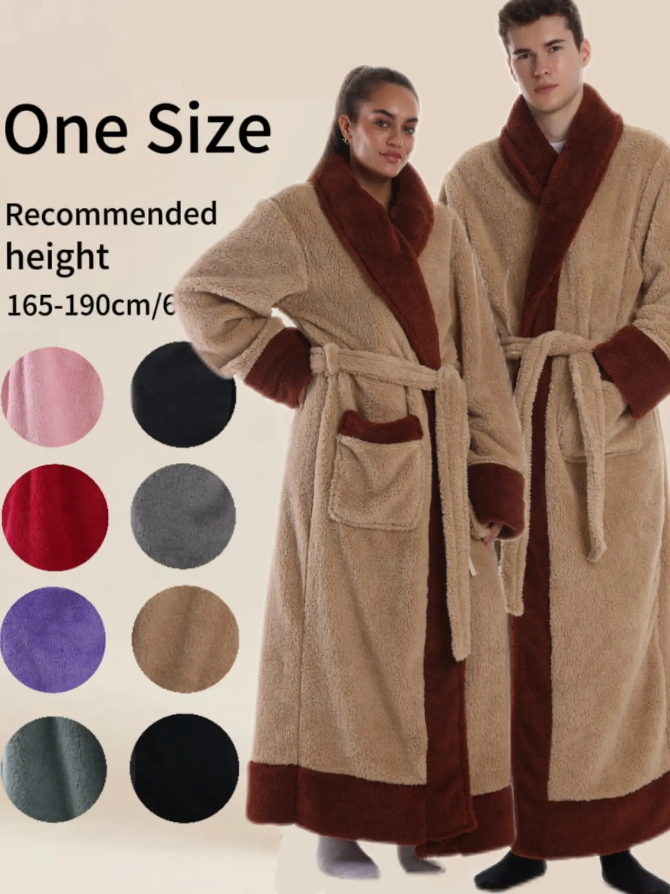 Luxurious Bathrobe, Shawl Collar, Belted Design, Large Pockets, Soft and Comfortable, Unisex, Home Essential, Nightwear, Loungewear, Long Sleeve