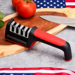 Knife Sharpeners for Kitchen Knives– Stainless Steel 4 in1 Kitchen Knife Sharpener – Ergonomic and Easy to Use Knife Sharpening Kit with 4 Stage Sharpening Slots