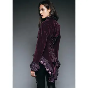 Witchy Woman Purple Velvet Steampunk Tail Jacket with Back Lacing