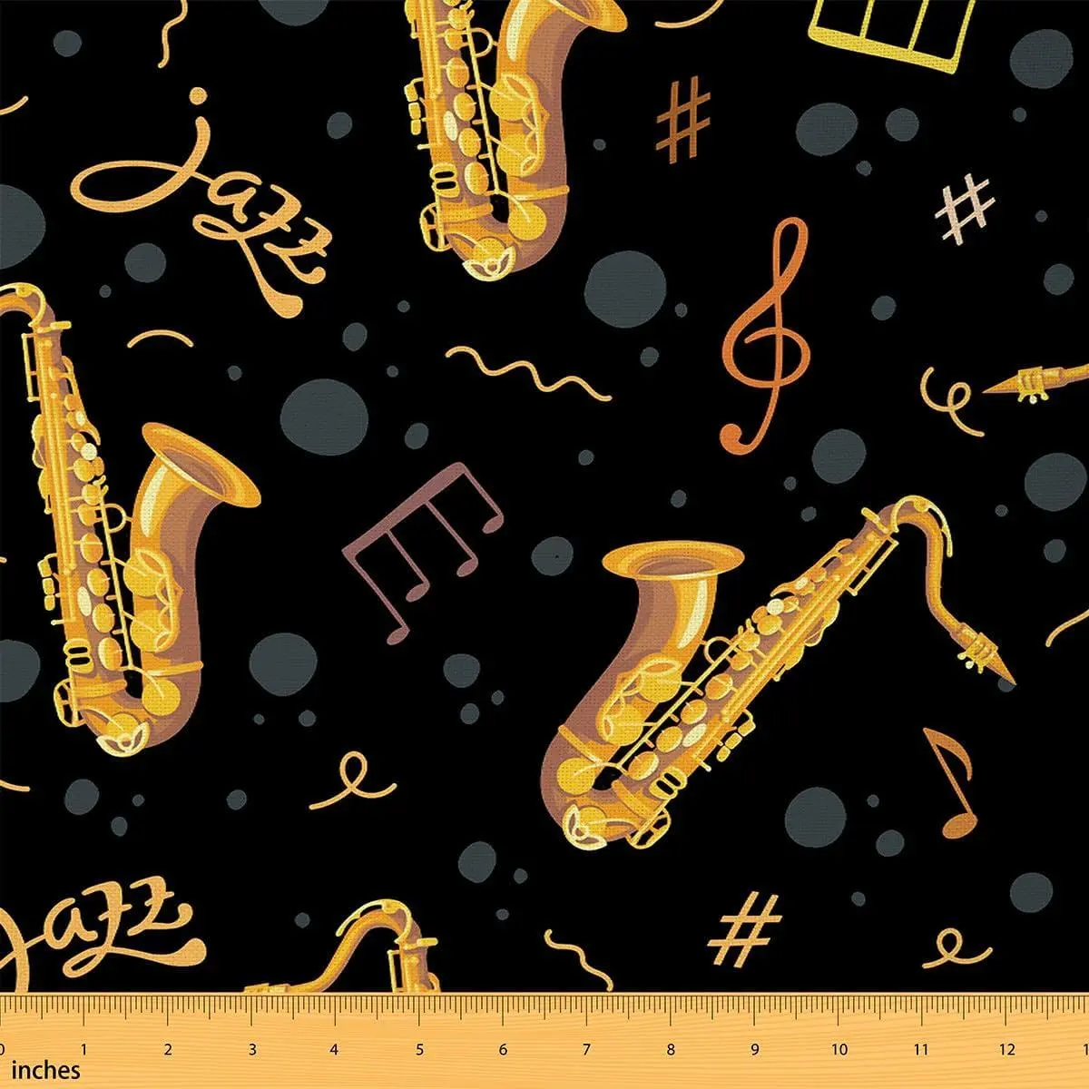 hone Decorative Fabric Music Theme Indoor Outdoor Soft Flannel Polyester No Stretch Fabric Instrument Design Music Note Fabric Quilting Sewing Arts DIY Craft
