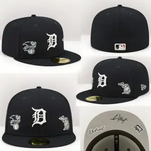 Men's Detroit Tigers New Era Navy Identity New Era 59FIFTY Fitted Hat Flat Brim Hat, MLB Streetwear Style