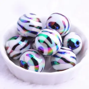 Zebra Print UV AB 20mm Chunky Acrylic Bead Set of 5