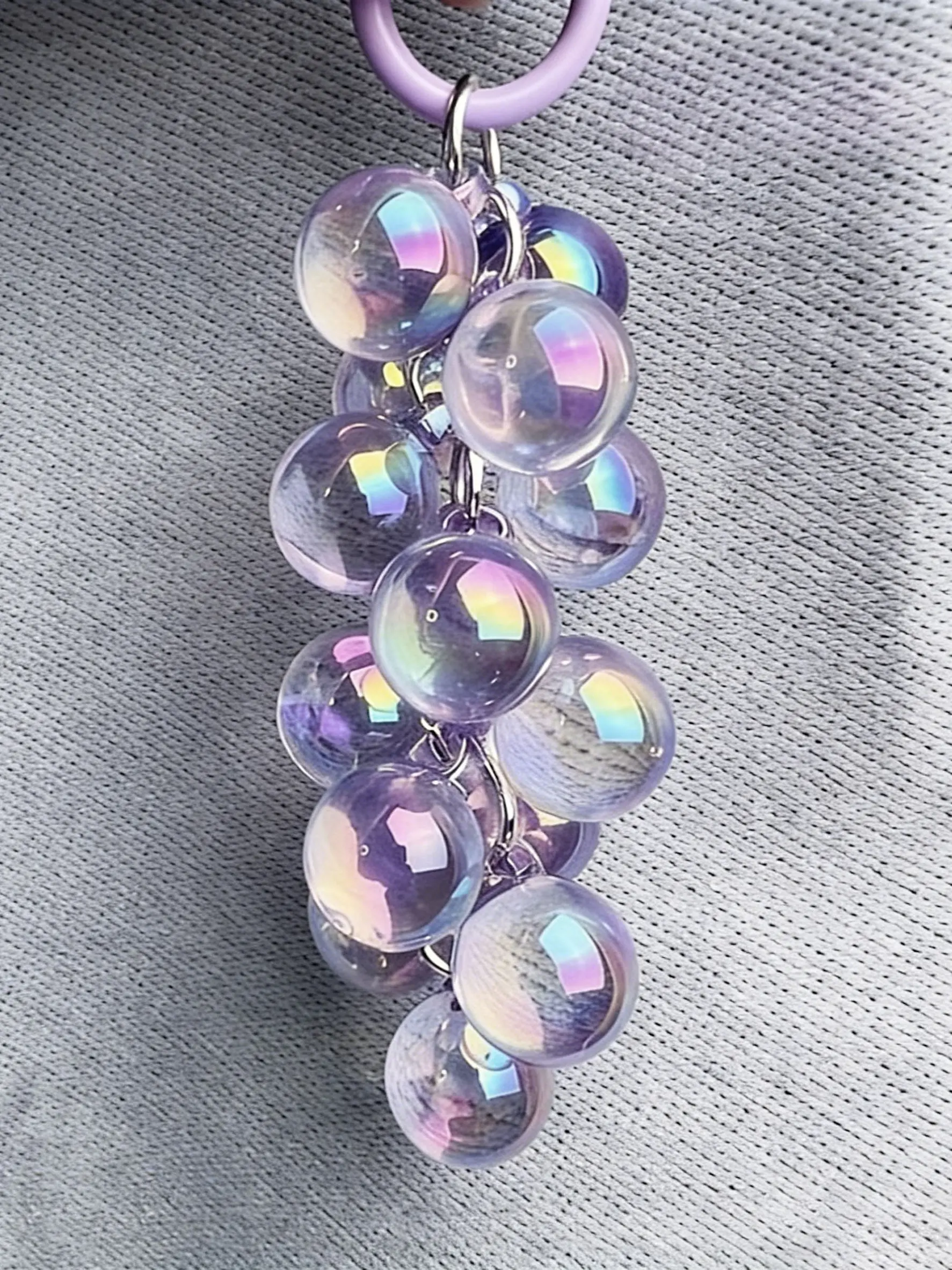 Symphony Of Grapes Bag Charms Keychain Bag Charm Acrylic Laser Bubble Bead String Design Three-Dimensional Fruit Texture Fantasy Fairy Style Girl Accessories Ins Tenderness For Bags, Keys, Suitcases Friends Gifts Couple Gifts