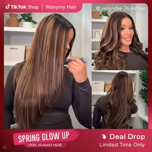 Wavymy Layered Cut Balayage Highlight Wear Go Glueless 6x4 Lace Pre-Bleached Straight Wigs Pre-pluck 180% Density Human Hair Wigs Salon Quality