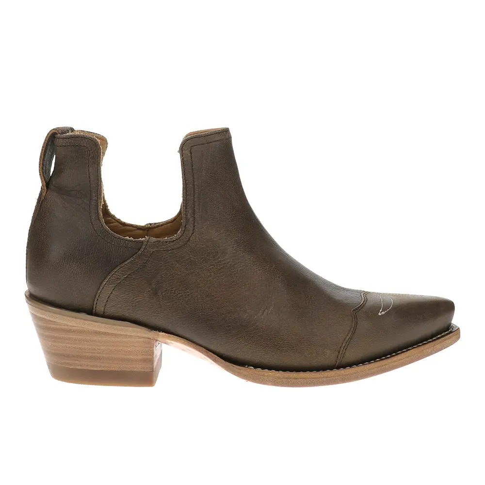 Tecovas Womens The Rosie Snip Toe Pull On Casual Boots Ankle Low Heel 1-2" - Brown