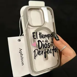 Unique Spanish Faith Magnetic Phone Case Featuring A Playful Spanish Phrase El Tiempo De Dios Es Perfecto Featuring A Soft Tpu Back With Built-In Strong Magnet Ring, Blending Smooth Macaron Texture  For iPhone 17 16 15 14 13 12 11 X XS