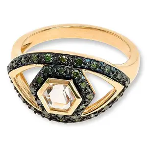 Rarities Gemstone and Diamond Evil Eye Hexagon Ring